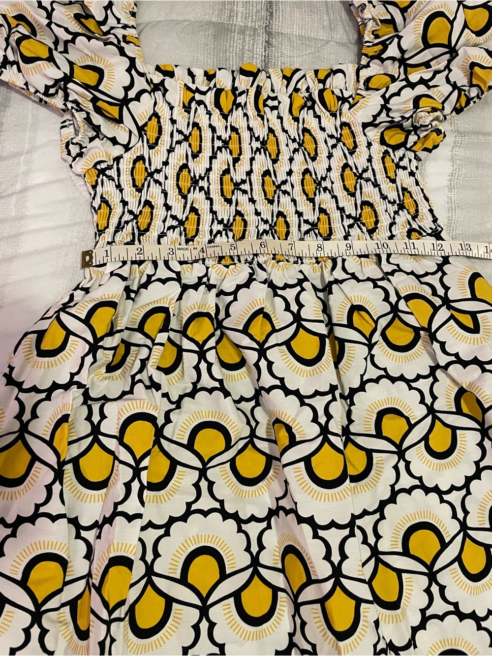 Retro Floral Puff Sleeve Midi Dress Smocked Boho Size Medium - Picture 6 of 8